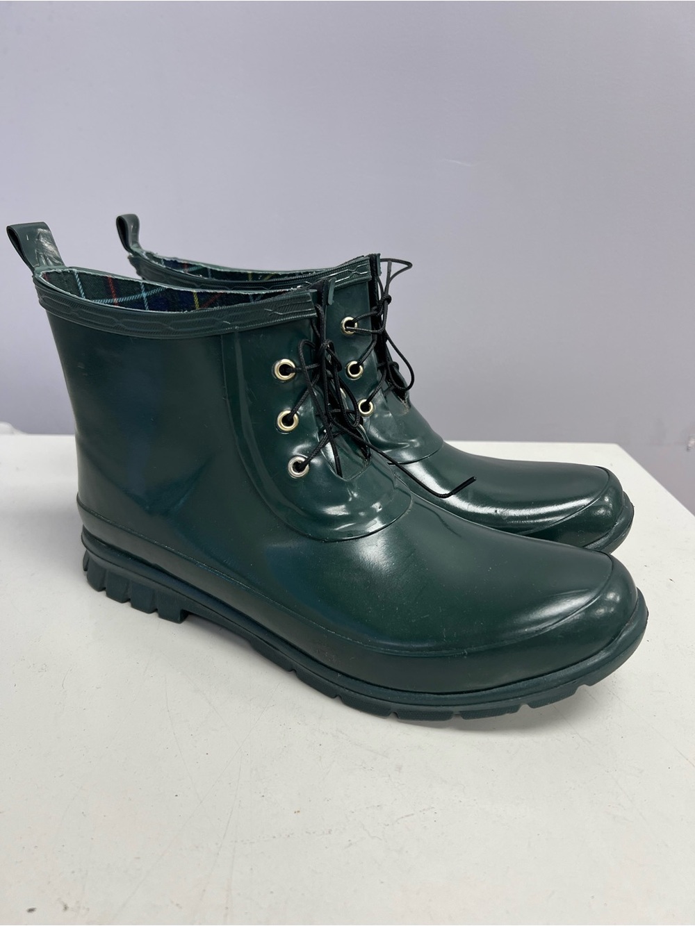 Charter Club Dark Green Lace-Up Rain Ankle Boots Women’s 10